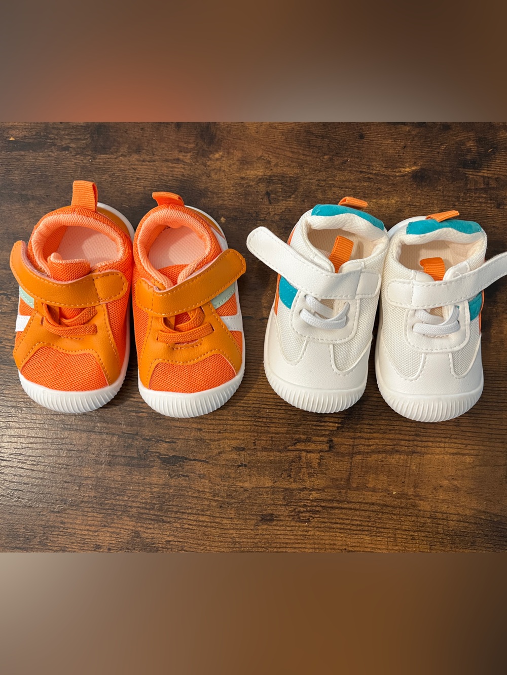 Kids Toddler Velcro Athletic Sneakers - Orange & White Lot of 2 Size 7/7.5